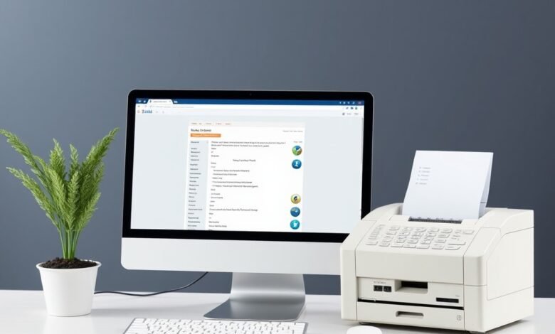 Web-based fax solution on a desktop computer replacing traditional fax machines