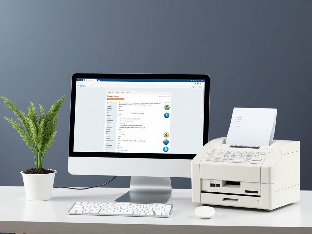 Web-based fax solution on a desktop computer replacing traditional fax machines