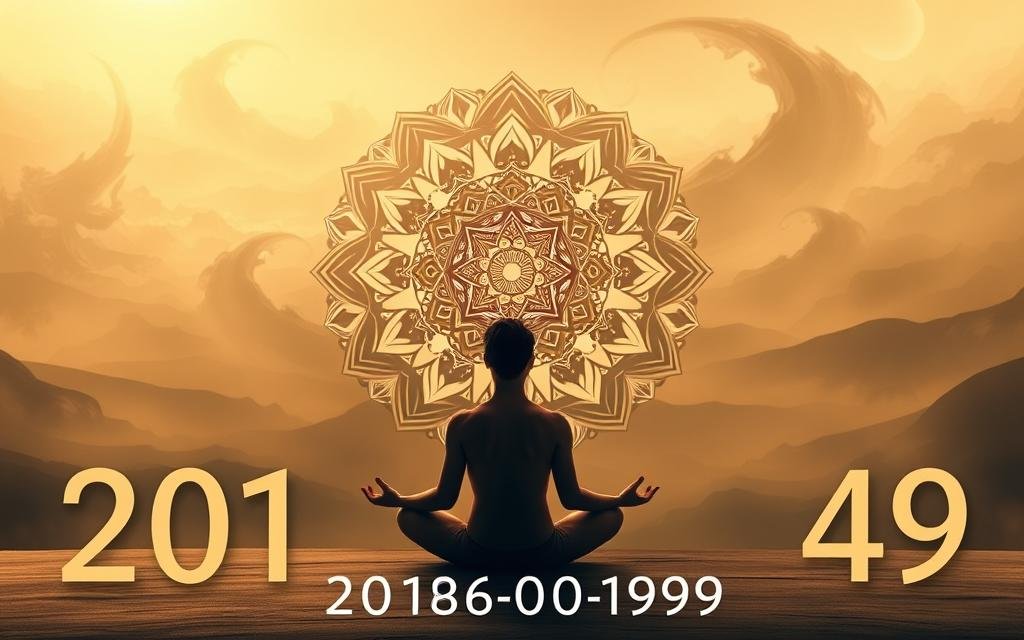 A tranquil, meditative scene reflecting the cultural significance of the number 2106401949. In the foreground, a serene and contemplative figure sits cross-legged, eyes closed, engrossed in deep thought. The figure is bathed in warm, soft lighting, creating an atmosphere of introspection and spiritual connection. In the middle ground, a mandala-like pattern of intricate geometric shapes and symbolic elements unfolds, representing the cosmic and philosophical dimensions of the number. The background features a dreamlike, abstract landscape, with swirling, ethereal forms and muted, earthy tones, evoking a sense of timelessness and the interconnectedness of all things. The overall composition conveys a sense of balance, harmony, and the profound cultural perspectives surrounding the number 2106401949.